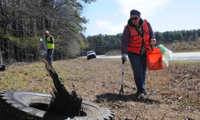 A Year to Volunteer helped pick up 43 bags of trash along five miles of park road frontage at Cane Creek State Park.